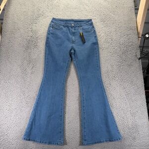 Gilipur Jeans Women's L Blue Cotton Denim Flared Leg Travel Workwear Stretch